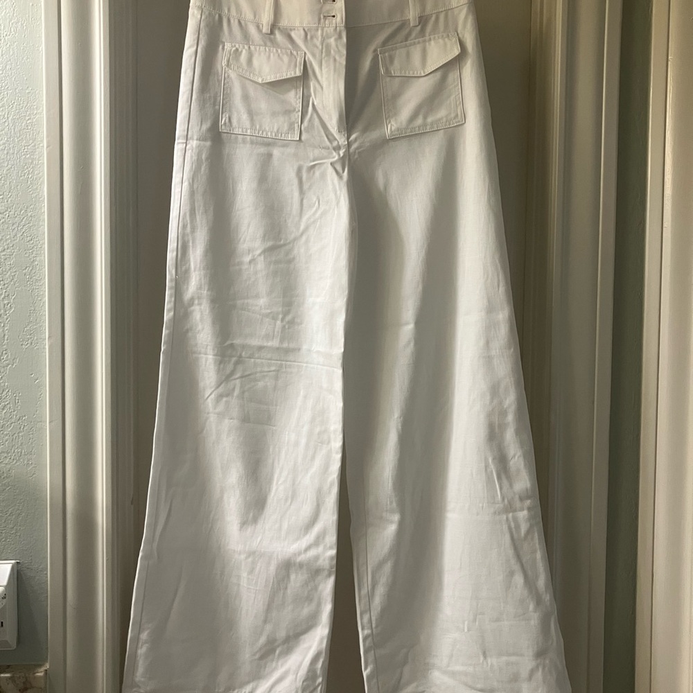 LOFT Cream Wide-Leg Trousers